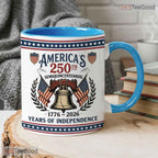 America 250th Anniversary Mug - Patriotic Liberty Bell Semiquincentennial Accent Ceramic Mug