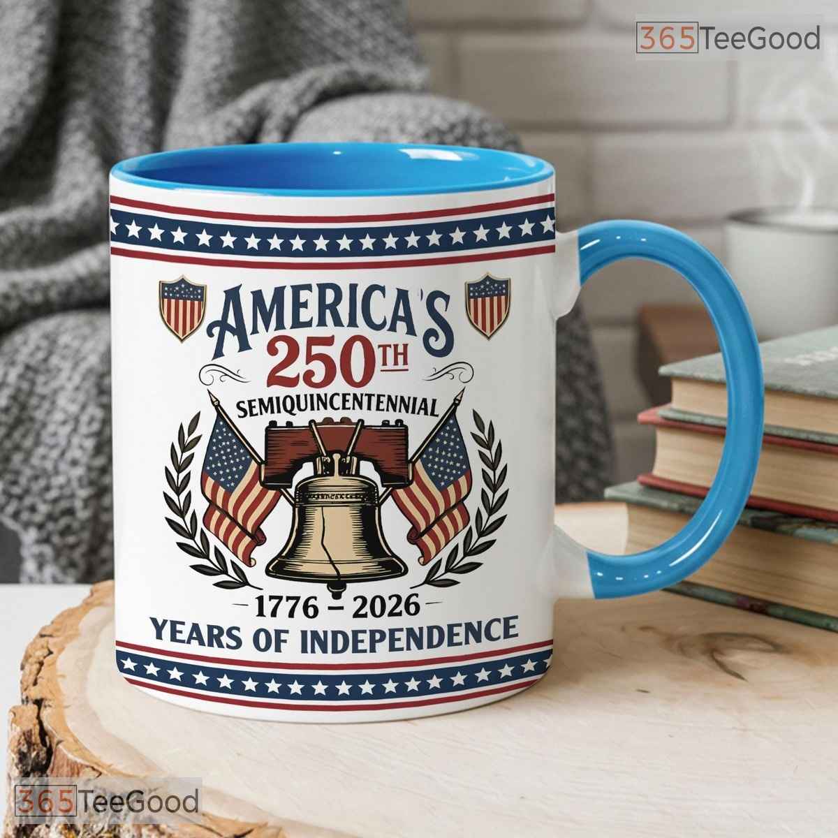 America 250th Anniversary Mug - Patriotic Liberty Bell Semiquincentennial Accent Ceramic Mug