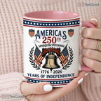 America 250th Anniversary Mug - Patriotic Liberty Bell Semiquincentennial Accent Ceramic Mug