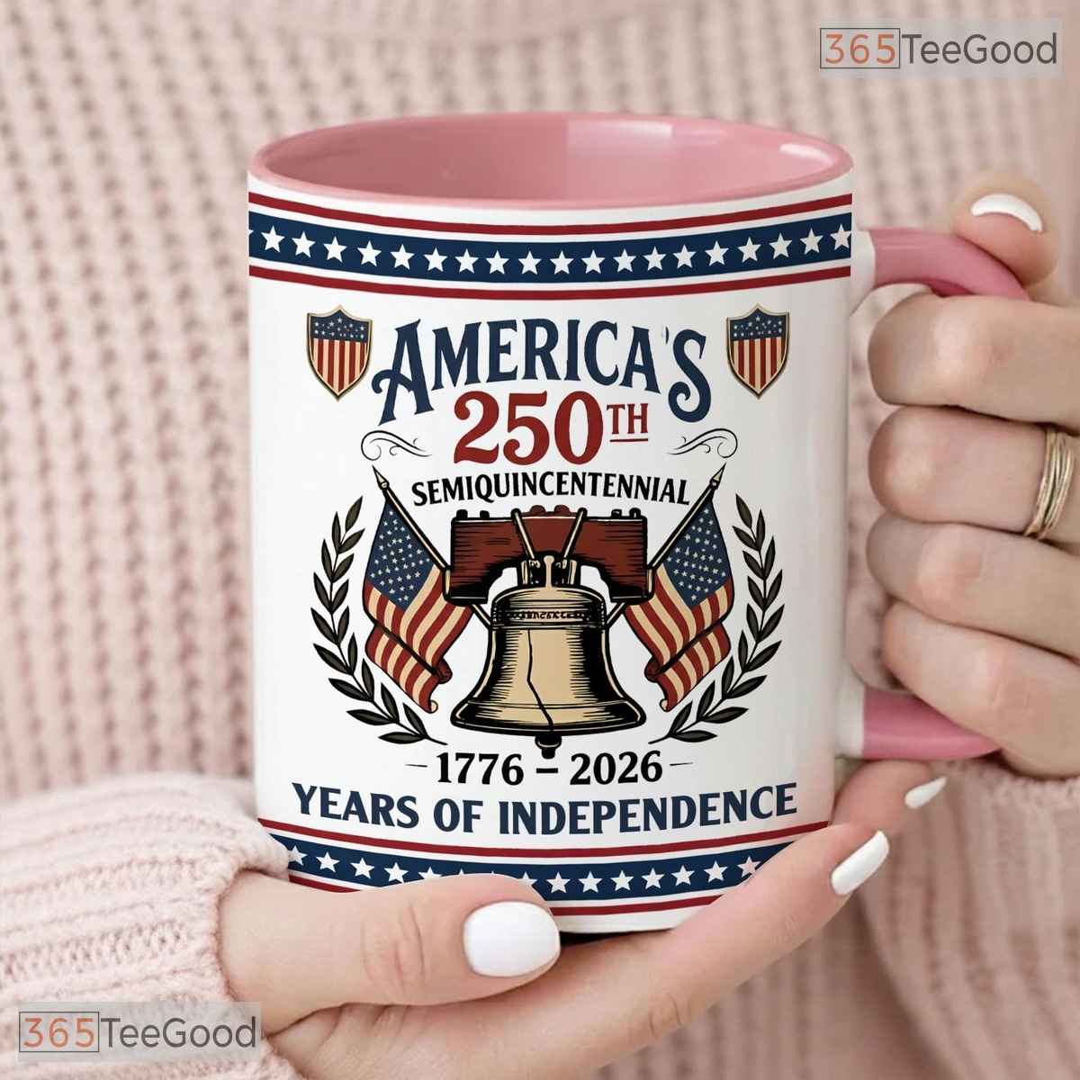 America 250th Anniversary Mug - Patriotic Liberty Bell Semiquincentennial Accent Ceramic Mug