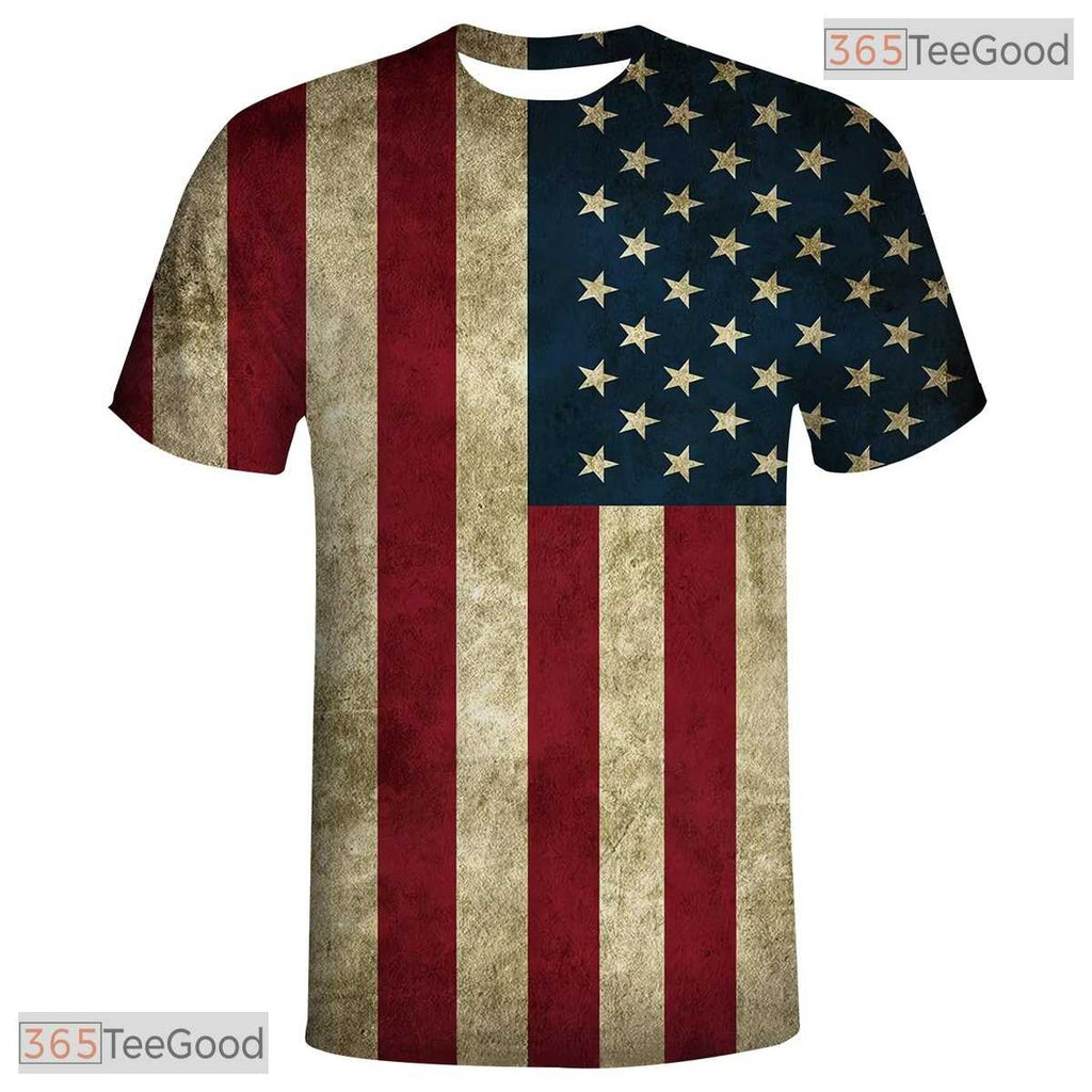 Classic American Flag Eagle 3D Graphic Printed Casual Unisex Short Sleeve Shirt
