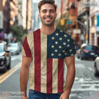 Classic American Flag Eagle 3D Graphic Printed Casual Unisex Short Sleeve Shirt