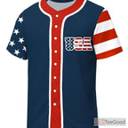 American Flag Baseball Jersey Tee for Men & Women - Patriotic USA Style