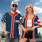 American Flag Baseball Jersey Tee for Men & Women - Patriotic USA Style
