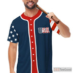 American Flag Baseball Jersey Tee for Men & Women - Patriotic USA Style