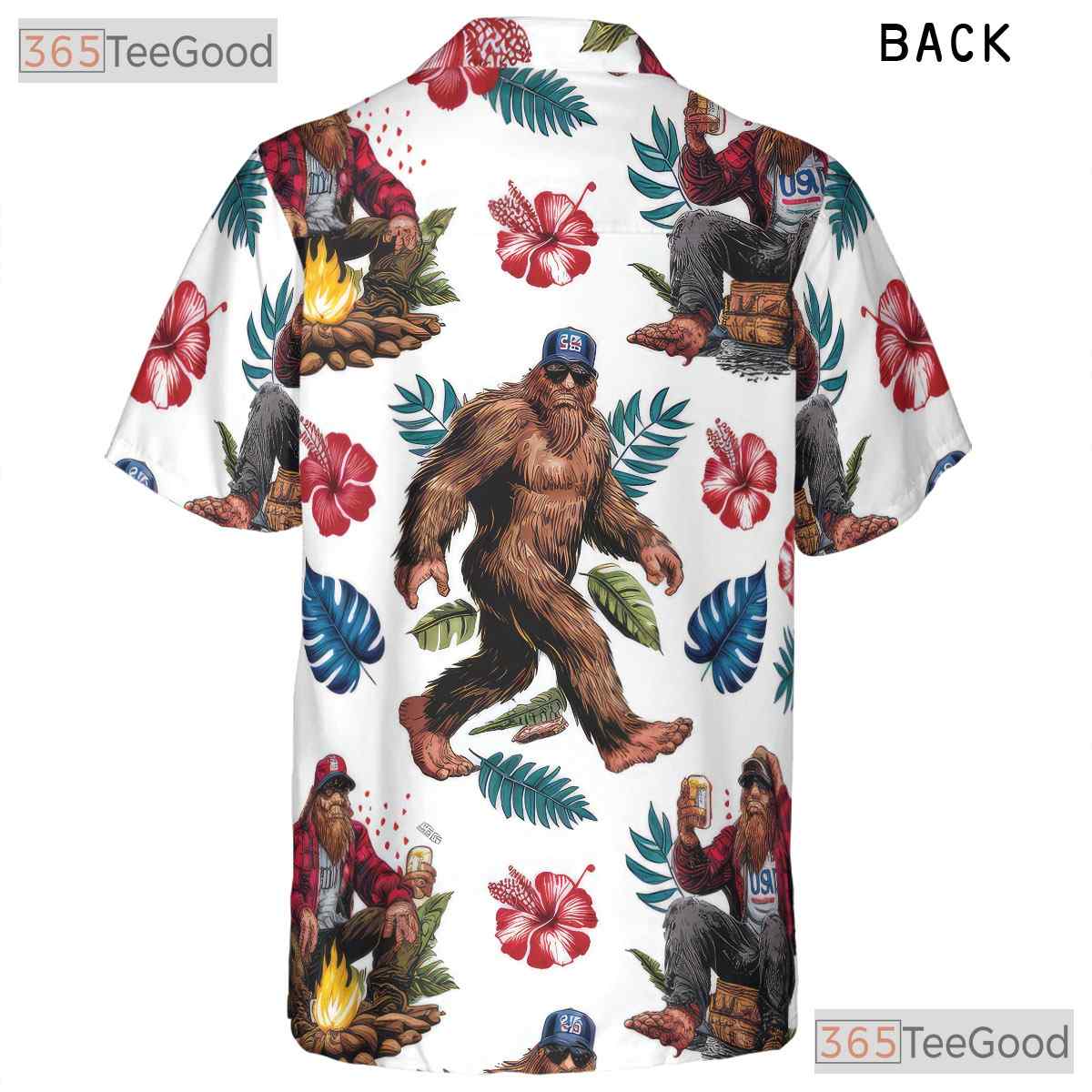 American Flag Bigfoot Beer Patriotic Hawaiian Shirt Unisex Summer Beach Party Top