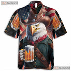American Flag Cowboy Eagle Fireworks USA Hawaiian Tee Unisex Patriotic Top