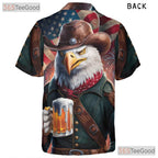American Flag Cowboy Eagle Fireworks USA Hawaiian Tee Unisex Patriotic Top