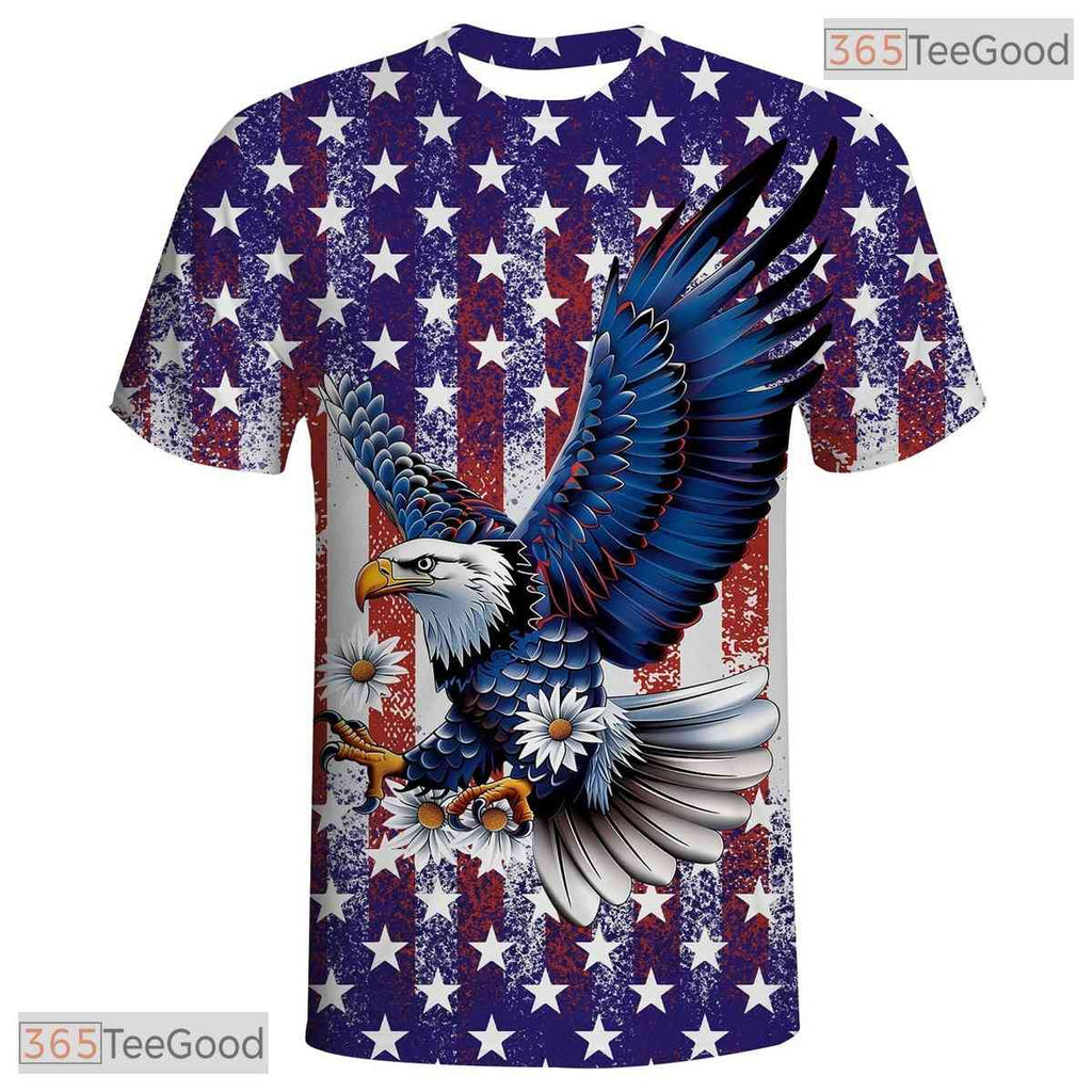 Patriotic American Flag Eagle 3D Graphic Printed Casual Unisex Tee Shirt Styles