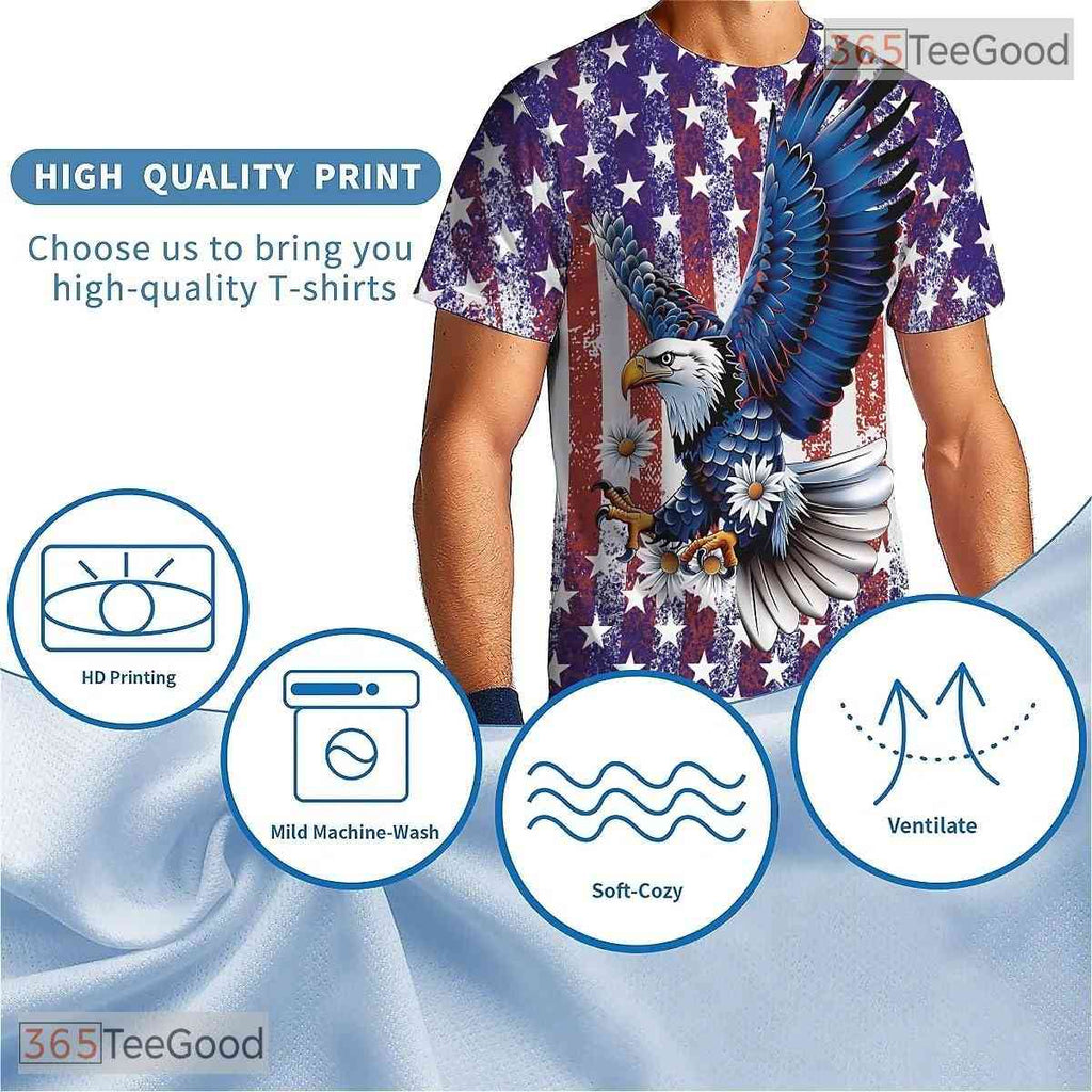 Patriotic American Flag Eagle 3D Graphic Printed Casual Unisex Tee Shirt Styles