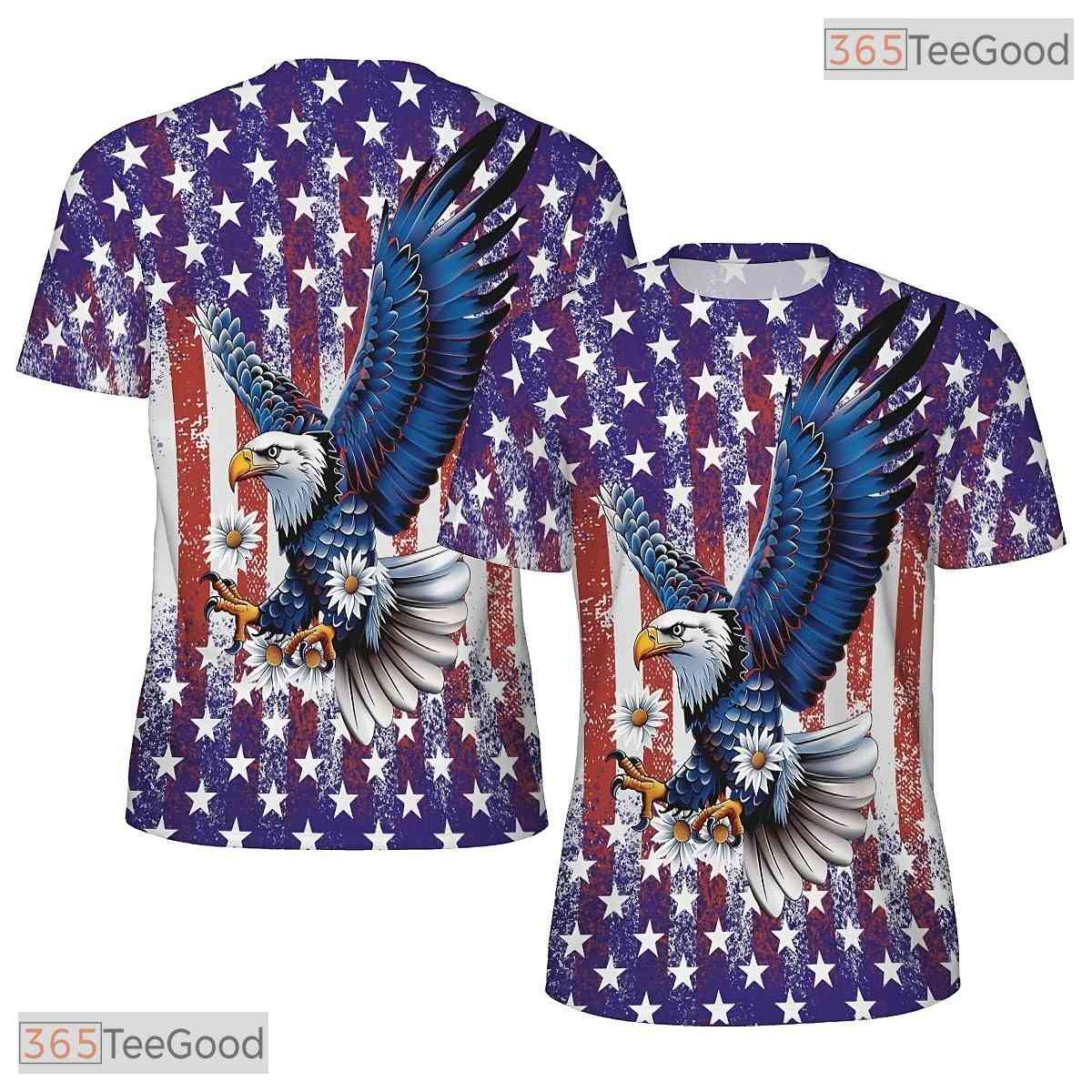 Patriotic American Flag Eagle 3D Graphic Printed Casual Unisex Tee Shirt Styles