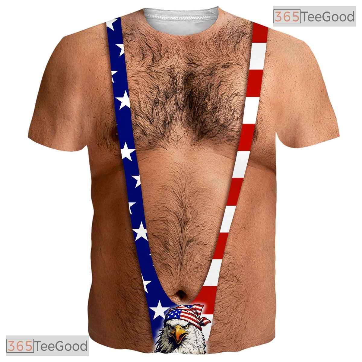 Patriotic American Flag Bald Eagle Graphic 3D Printed Casual Unisex Tee Shirt