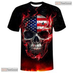 American Flag Skull Eagle 3D Graphic Printed Casual Short Sleeve Unisex T-Shirt Tops