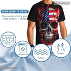 American Flag Skull Eagle 3D Graphic Printed Casual Short Sleeve Unisex T-Shirt Tops