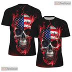 American Flag Skull Eagle 3D Graphic Printed Casual Short Sleeve Unisex T-Shirt Tops