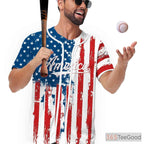 American Flag Stars & Stripes Baseball Jersey for Men & Women - 4th of July Style