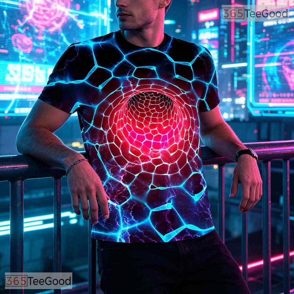 Mesmerizing Optical Illusion Tunnel 3D Printed Casual Unisex Tee Shirt Styles