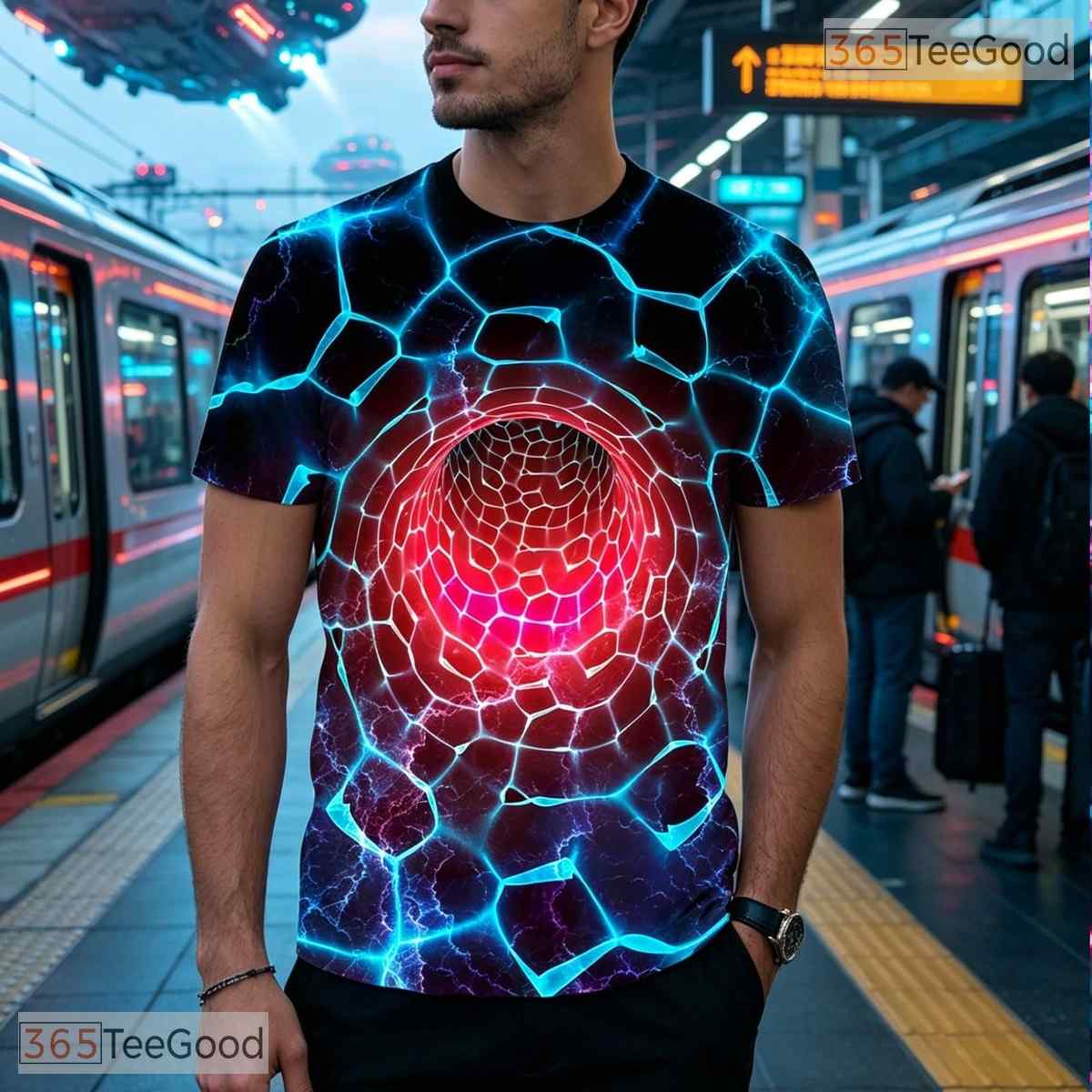 Mesmerizing Optical Illusion Tunnel 3D Printed Casual Unisex Tee Shirt Styles
