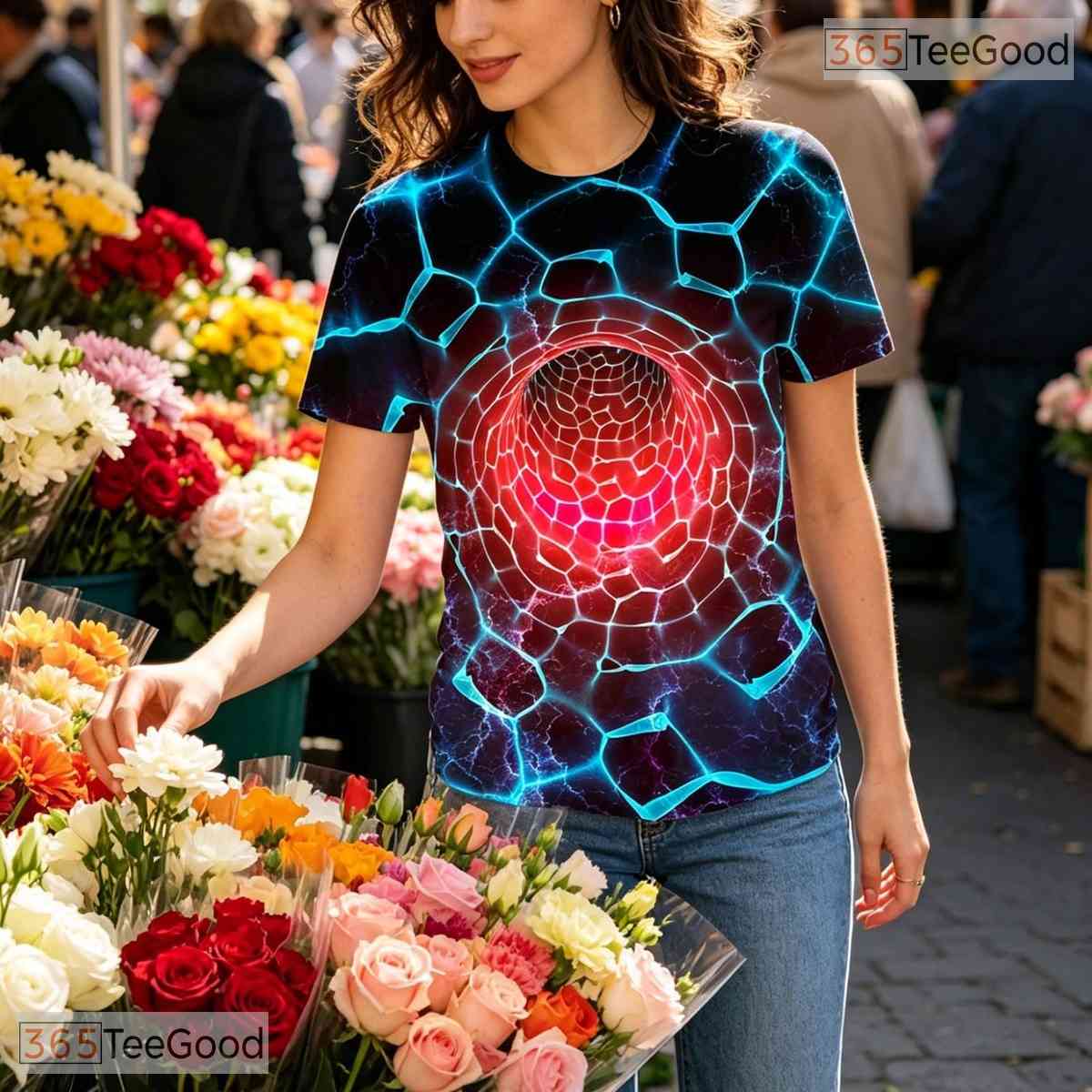 Mesmerizing Optical Illusion Tunnel 3D Printed Casual Unisex Tee Shirt Styles