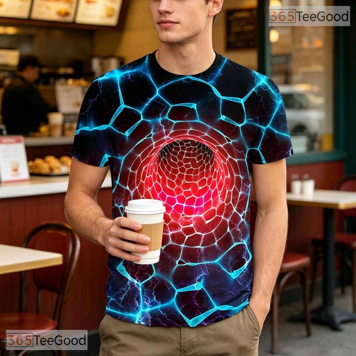 Mesmerizing Optical Illusion Tunnel 3D Printed Casual Unisex Tee Shirt Styles