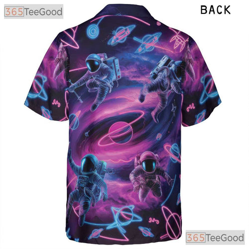 Astronaut Space Hawaiian Shirt - Unisex Neon Galaxy Sci-Fi Vaporwave Tee