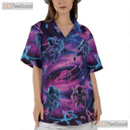 Astronaut Space Hawaiian Shirt - Unisex Neon Galaxy Sci-Fi Vaporwave Tee