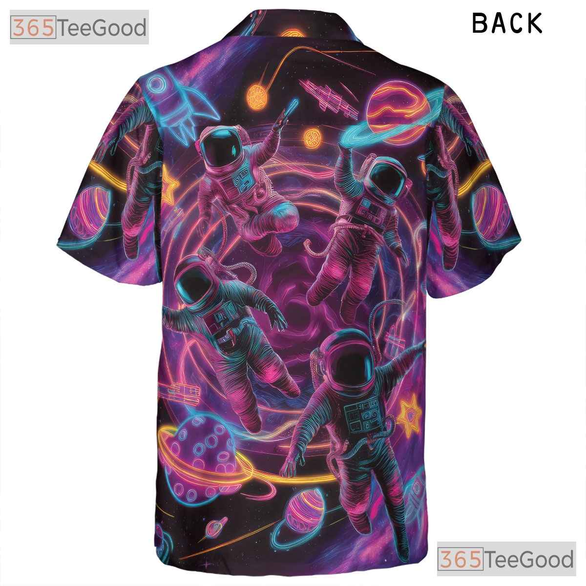 Astronaut Space Hawaiian Shirt - Unisex Neon Vaporwave Galaxy Retro Tee