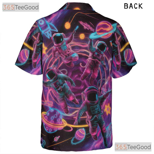 Astronaut Space Hawaiian Shirt - Unisex Neon Vaporwave Galaxy Retro Tee