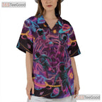 Astronaut Space Hawaiian Shirt - Unisex Neon Vaporwave Galaxy Retro Tee