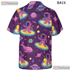Astronaut Surfing Hawaiian Shirt for Men - Retro Cosmic Galaxy Alien Spacewear