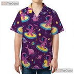 Astronaut Surfing Hawaiian Shirt for Men - Retro Cosmic Galaxy Alien Spacewear