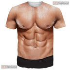 Realistic Fake Abs Muscle Chest 3D Costume Novelty Printed Unisex Tee Shirt