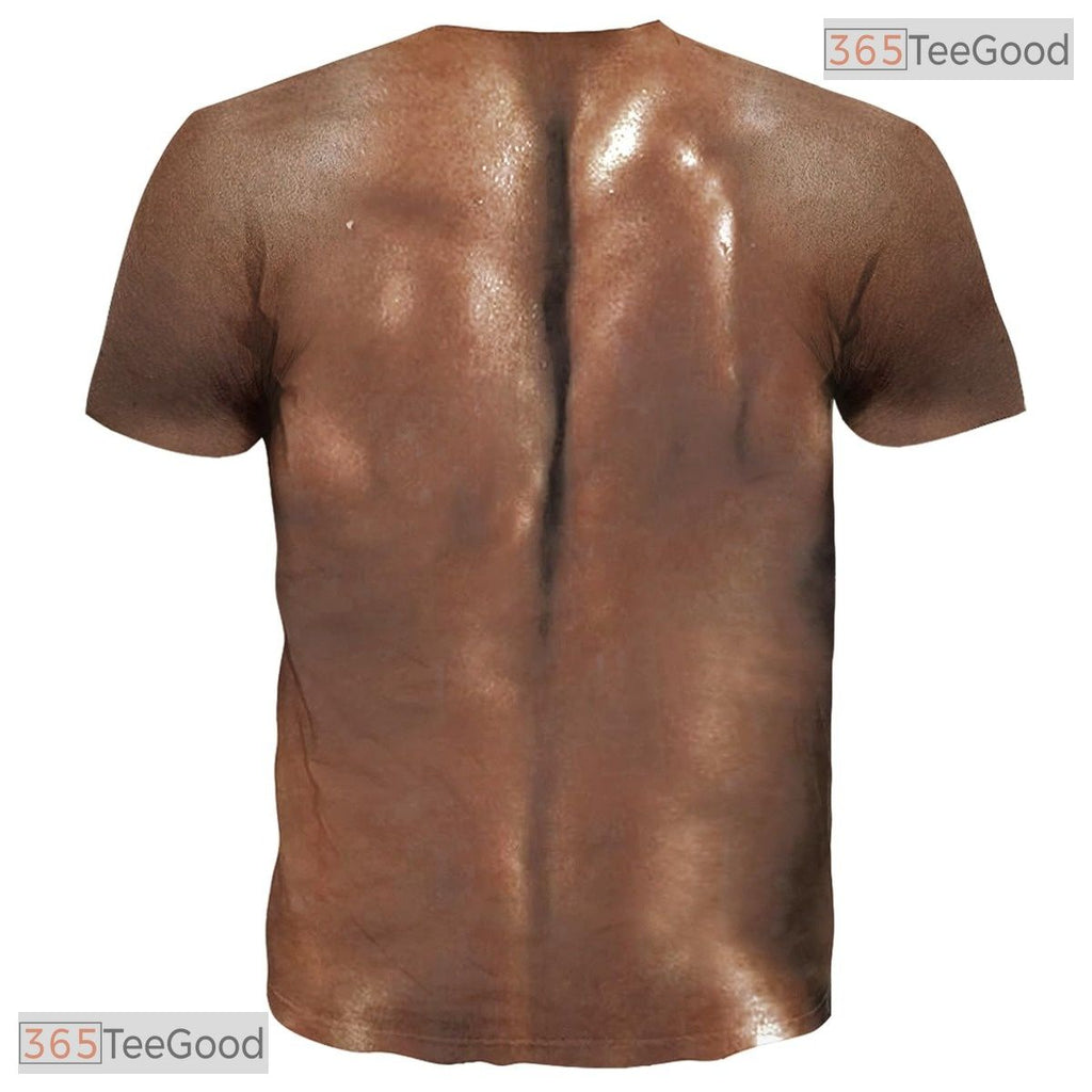 Realistic Shredded Muscle Chest Fake Abs 3D Printed Novelty Unisex Tee Shirt Top