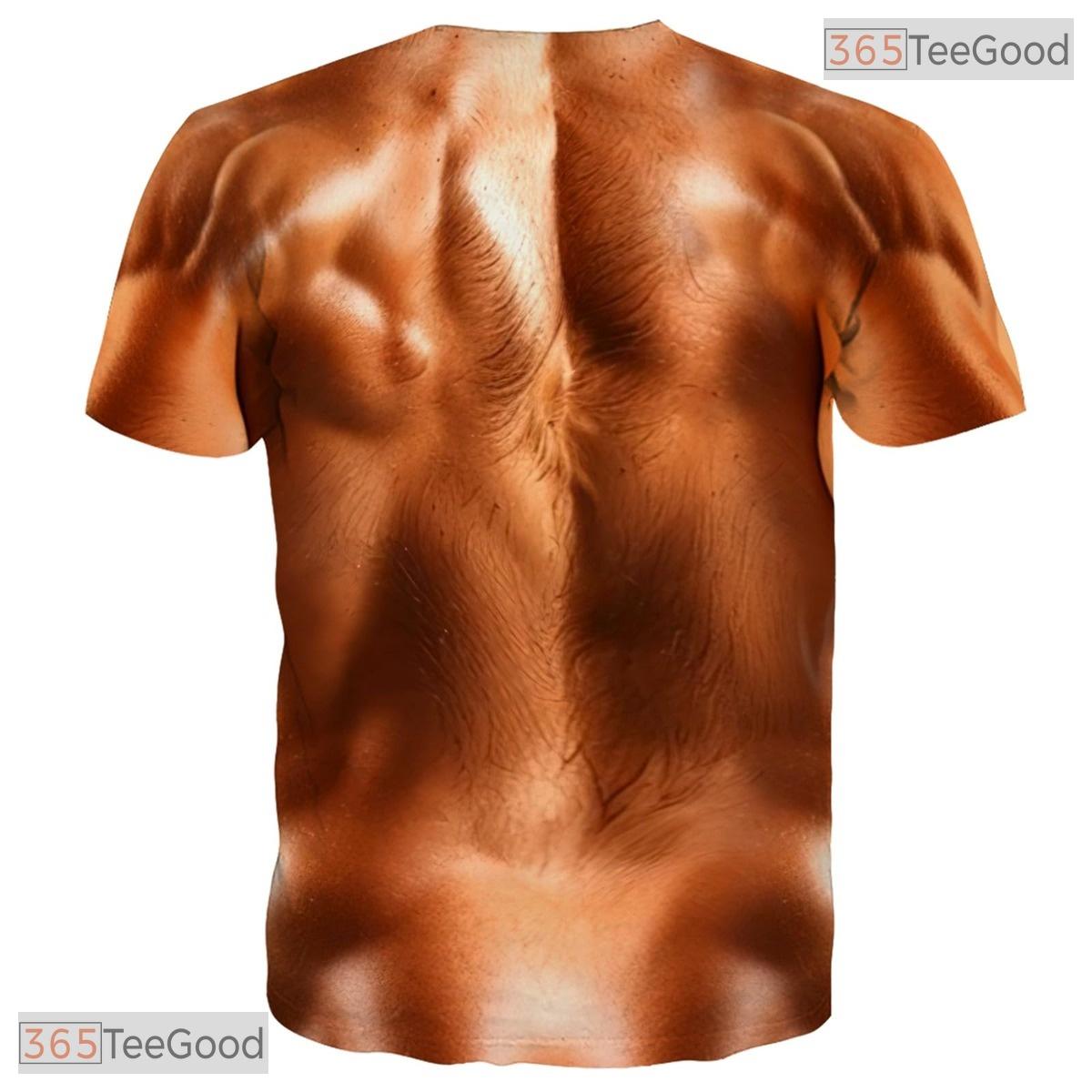 Fake Abs Shredded Muscle Chest Costume 3D Printed Novelty Unisex Tee Shirt Tops