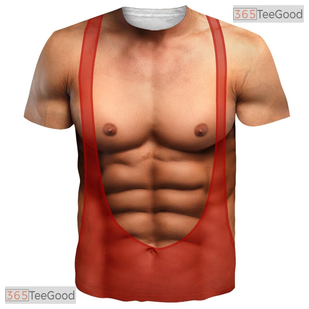 Shredded Fake Abs Muscle Chest Costume Novelty 3D Printed Casual Unisex Tee Shirt Top