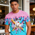 Funny Baseball Ice Cream Sports Graphic Art 3D Printed Casual Unisex T-Shirts