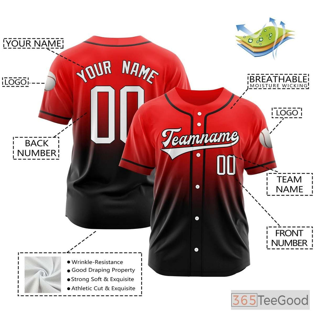 Baseball Jersey Tee for Men & Women - Design Your Own Custom Name & Number
