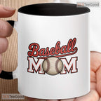 Baseball Mom Game Day Drinkware Sports Team Mother Gift Two Tone Ceramic Accent Mug