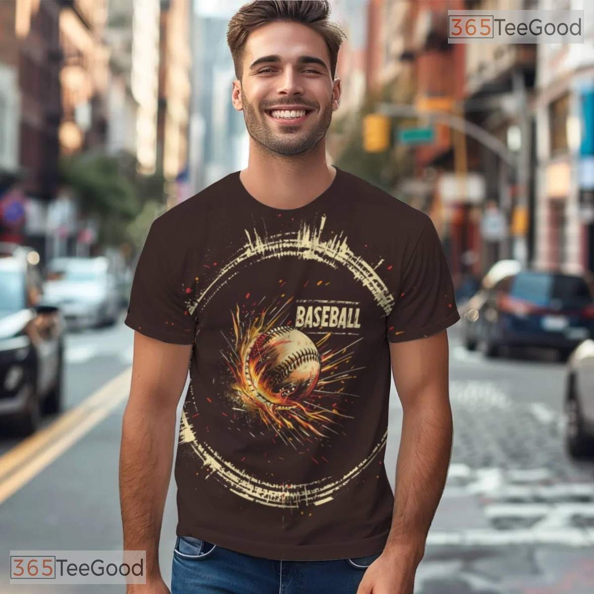 Classic Baseball Sports Graphic 3D Pattern Printed Casual Unisex T-Shirt Styles