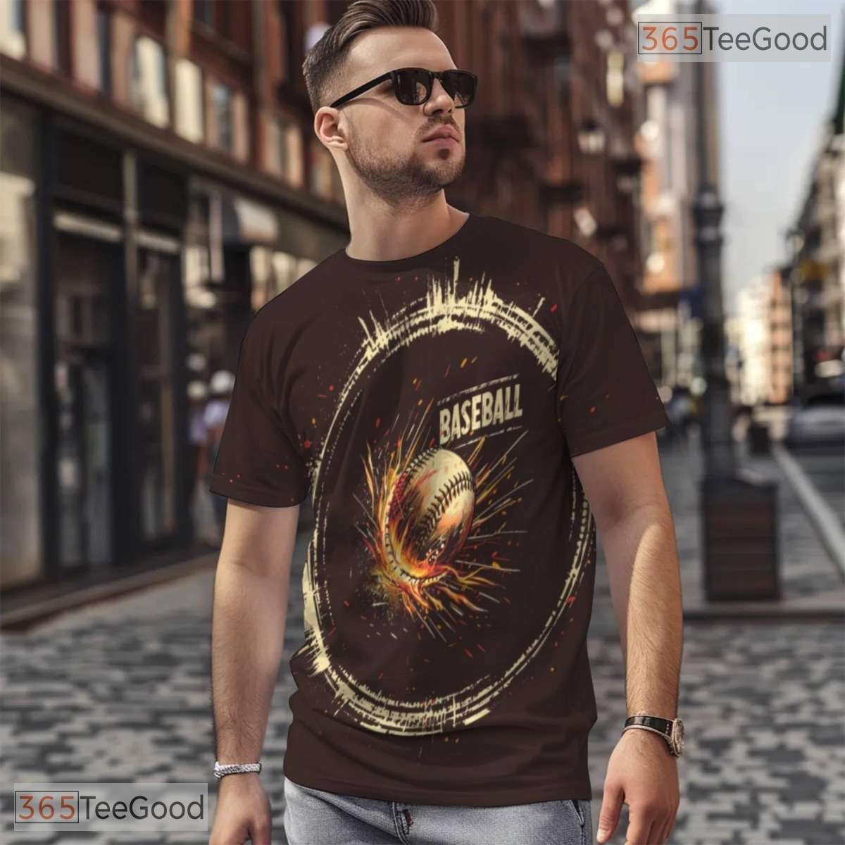 Classic Baseball Sports Graphic 3D Pattern Printed Casual Unisex T-Shirt Styles