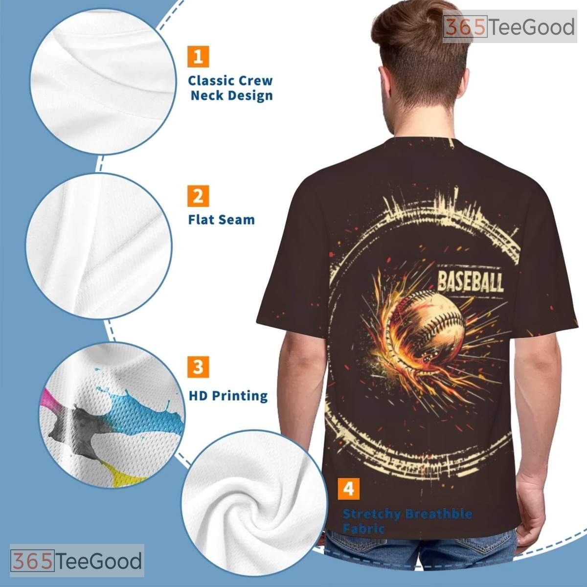 Classic Baseball Sports Graphic 3D Pattern Printed Casual Unisex T-Shirt Styles