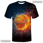 Classic Basketball Graphic Pattern 3D Printed Short Sleeve Unisex T-Shirt Tops Fun