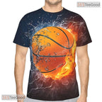 Classic Basketball Graphic Pattern 3D Printed Short Sleeve Unisex T-Shirt Tops Fun