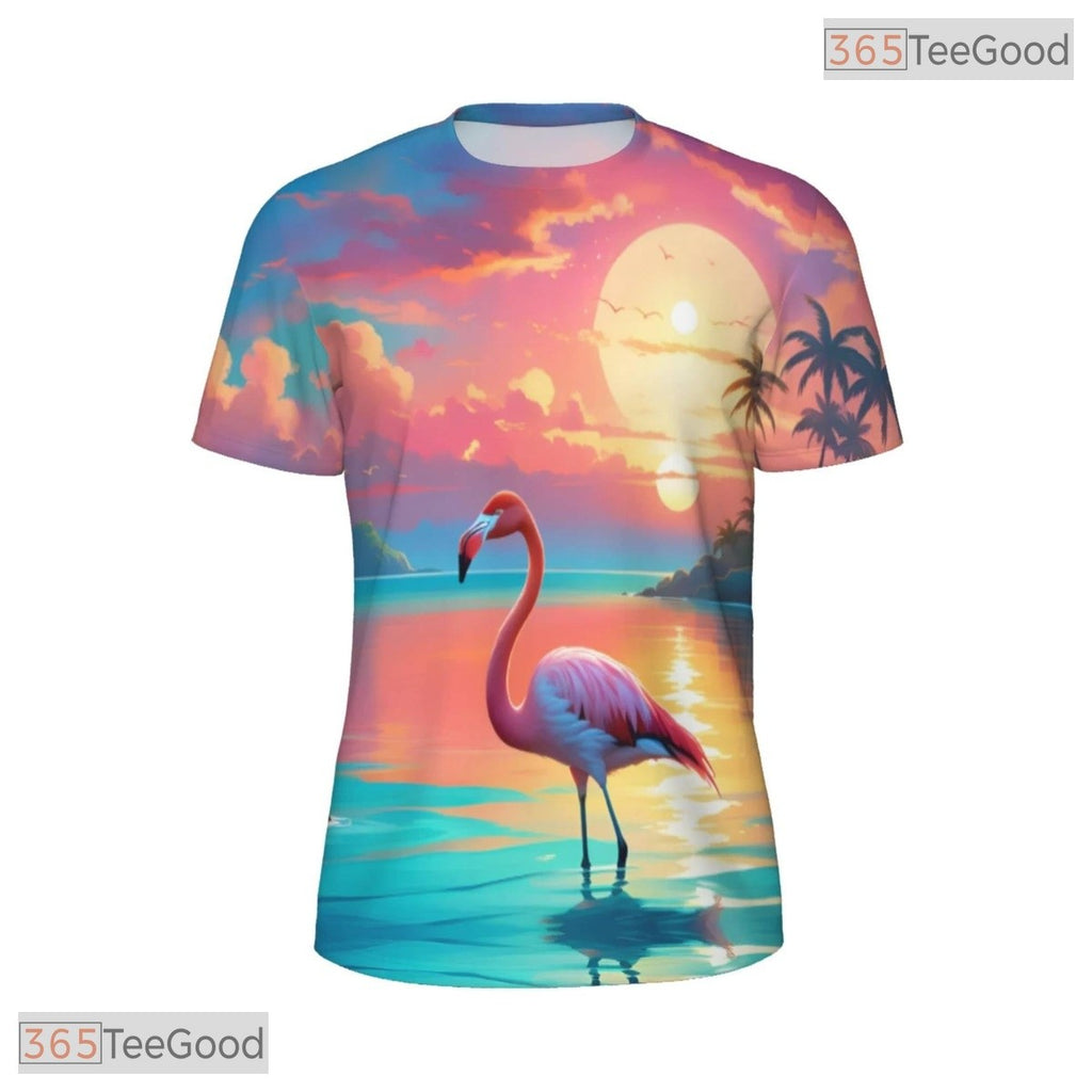 Summer Tropical Beach Flamingos Graphic 3D Printed Casual Unisex Tee Shirts