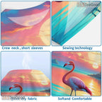 Summer Tropical Beach Flamingos Graphic 3D Printed Casual Unisex Tee Shirts