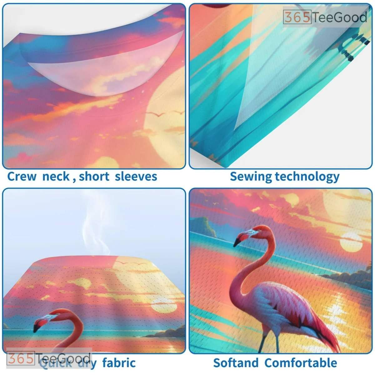Summer Tropical Beach Flamingos Graphic 3D Printed Casual Unisex Tee Shirts