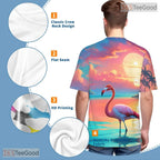 Summer Tropical Beach Flamingos Graphic 3D Printed Casual Unisex Tee Shirts
