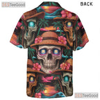Beach Sunset Skull & Palms Hawaiian Shirt Unisex Bold Gothic Summer Look
