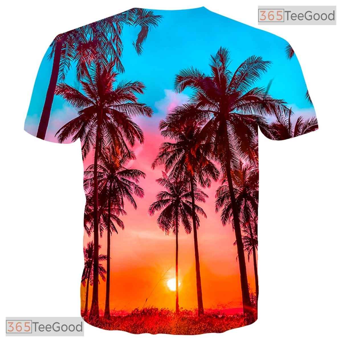Tropical Beach Tree Graphic Print 3D Fashion Unisex T-Shirt For Adults And Teens