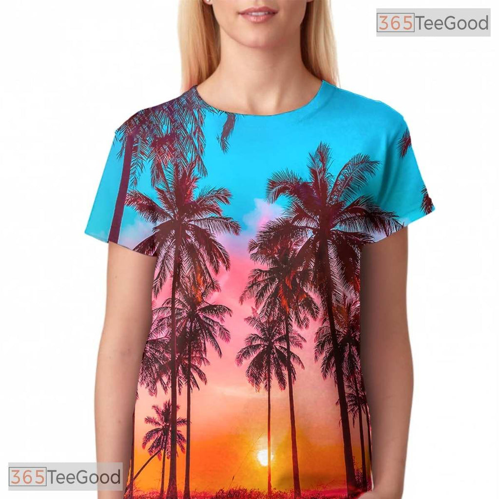 Summer Beach Tree Graphic Art 3D Fashion Unisex Tee Shirt For Adults And Teens Top